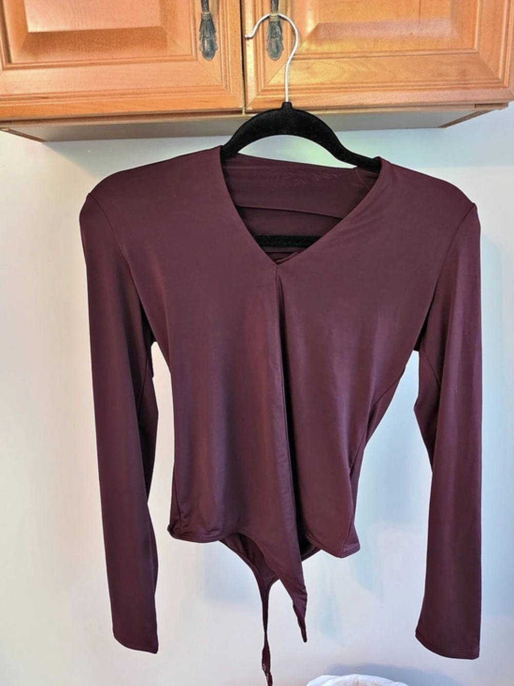 Express Body Contour Long Sleeve Bodysuit Open Slit Back